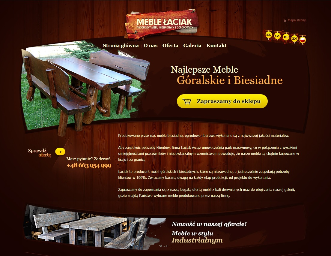 Strona www Meble Łaciak - producent mebli biesiadnych i ogrodowych